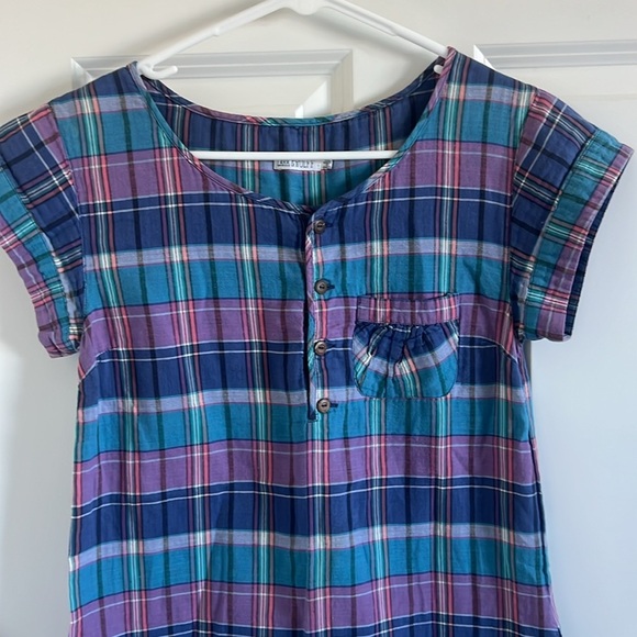 Urban Outfitters Plaid Lark & Wolff Plaid Pocket Short Sleeve Dress Size XS - Picture 2 of 6